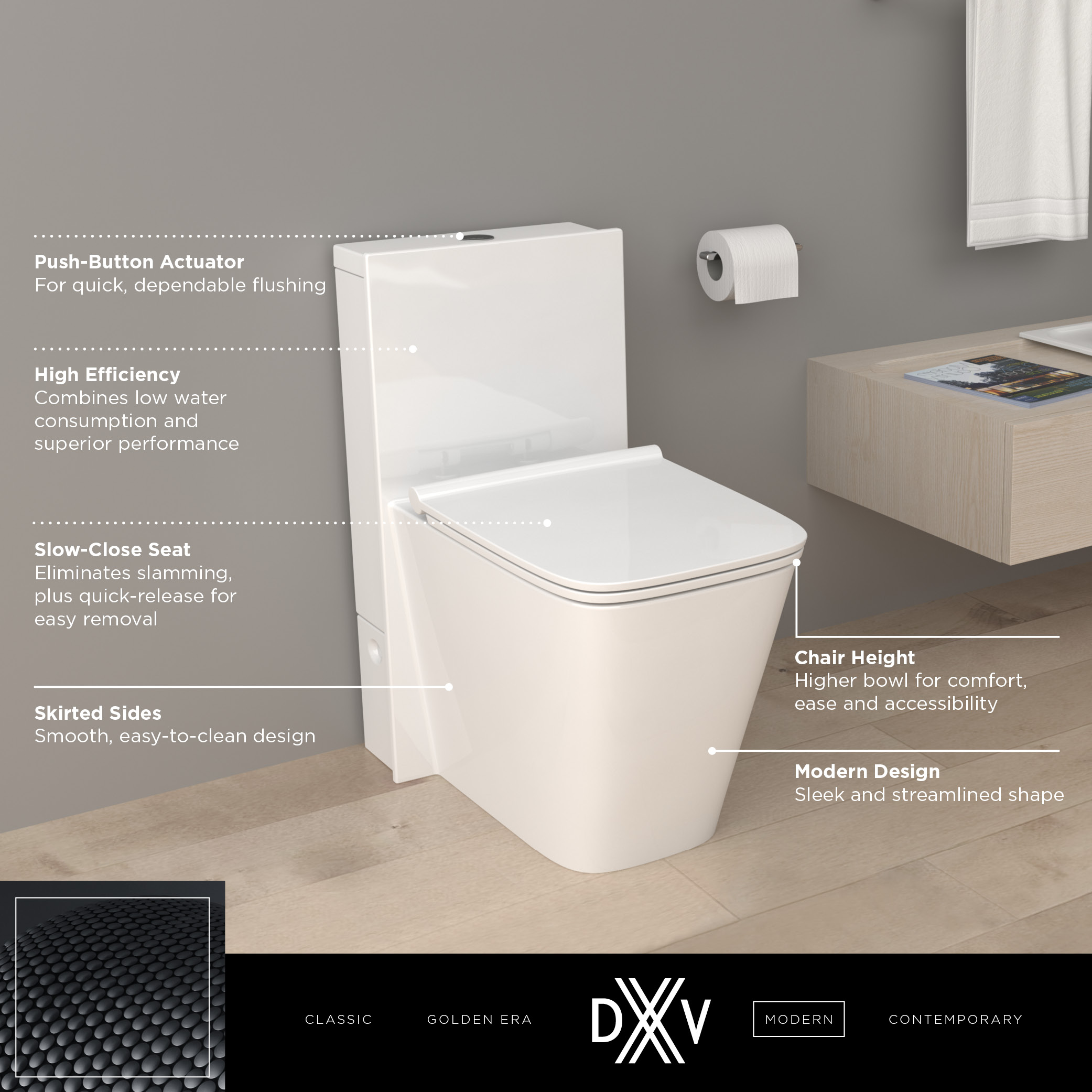 DXV Modulus® One-Piece Chair-Height Elongated Toilet with Seat